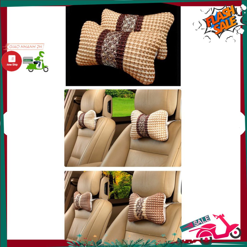 Combo 2 chiếc gối đầu ghế xe dệt lanh cao cấp cho xe hơi