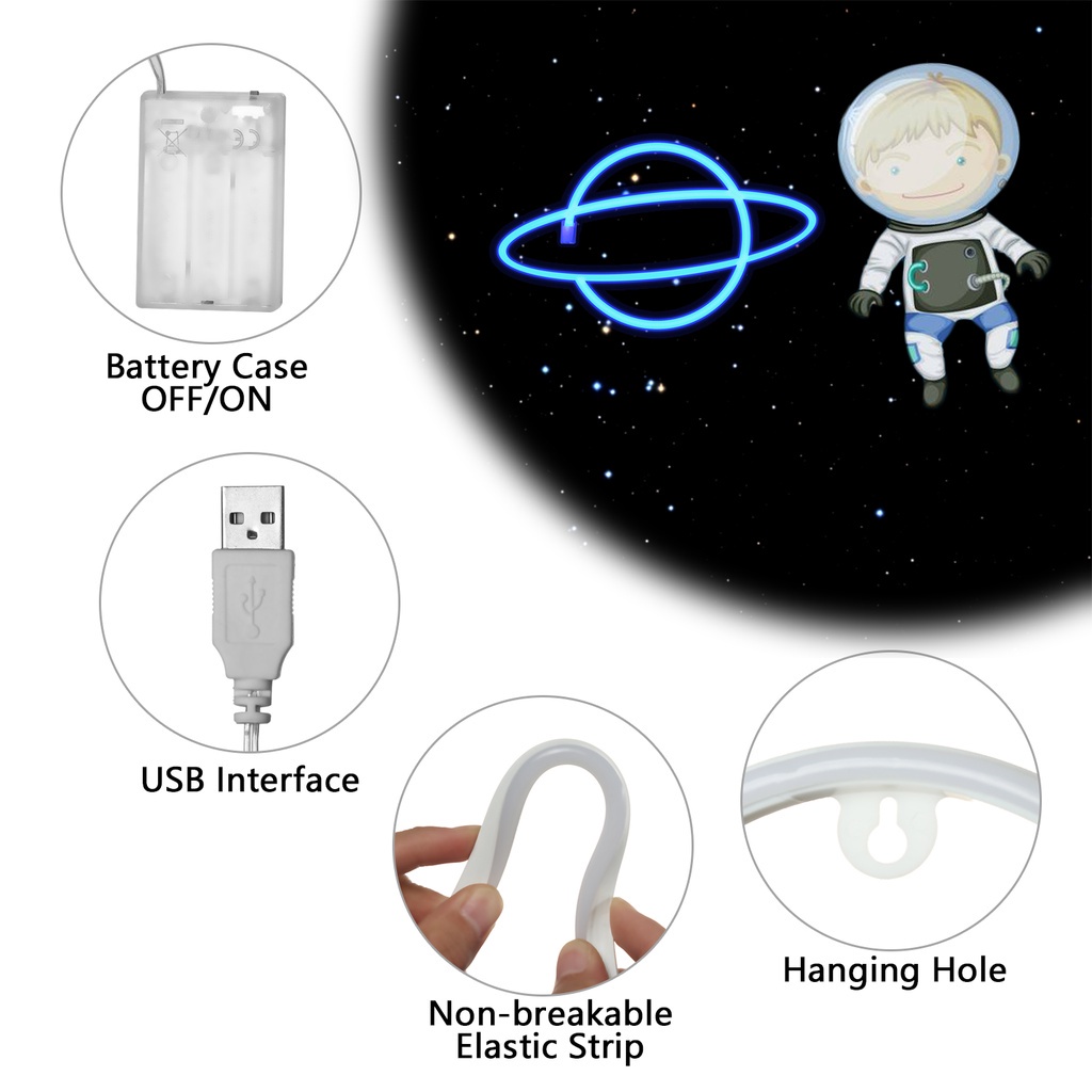 Đèn led neon 2 trong 1 hình hành tinh trang trí phòng bé tùy chọn màu sắc