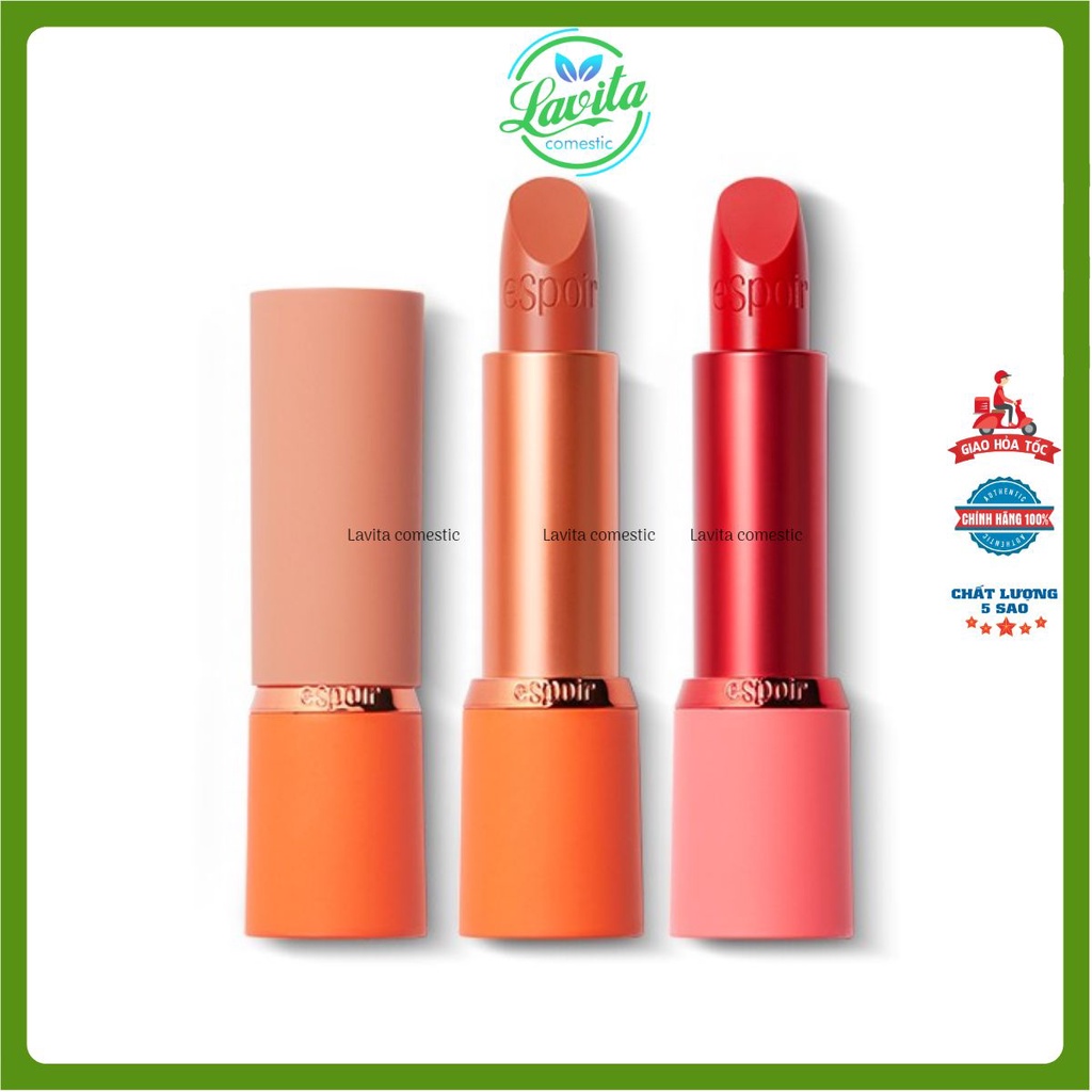 (Full màu) Son Espoir Moist Hug- Espoir Nowear Limited 2019 -  Orange meet browns - Red vibe - Red meet cafe - Brisk