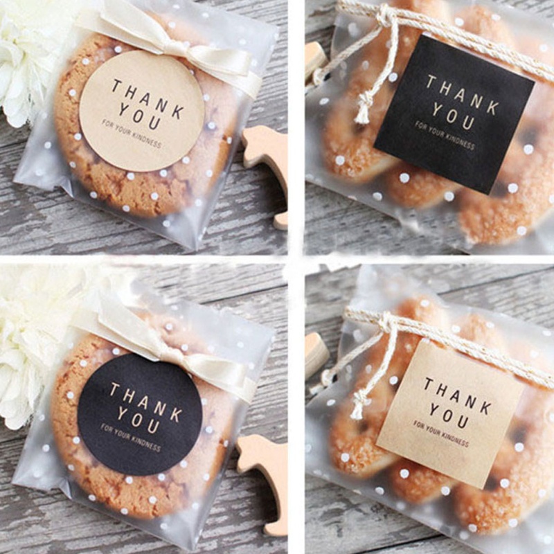 Bộ 60 miếng dán hình tròn in chữ Thank You