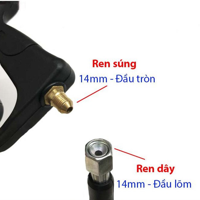 (HÀNG LOẠI 1) Súng rửa xe, Súng rửa xe áp lực cao ren ngoài 22mm Và 14mm kèm béc rửa cao áp mỏ vịt