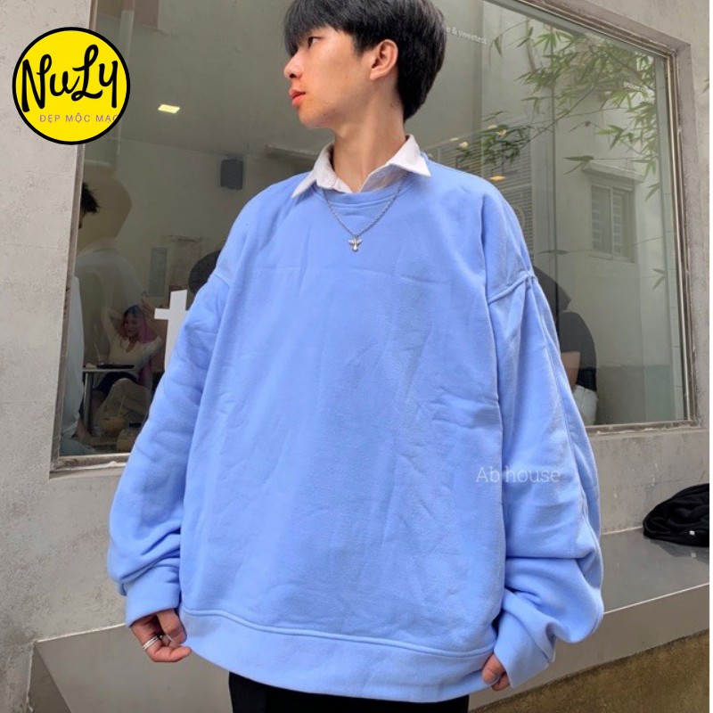 Áo nỉ bông Sweater Basic Unisex form rộng kiểu dáng Ulzzang, Nuly AST