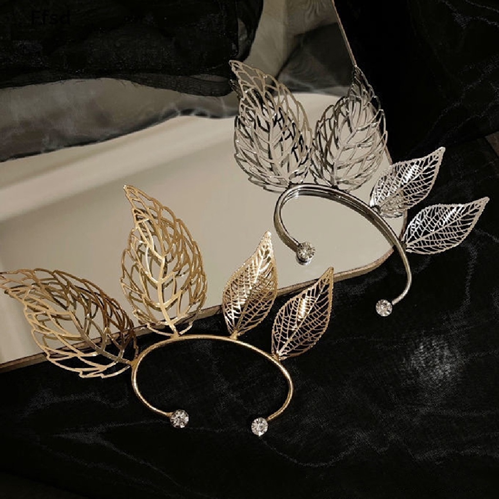 {Ffsd} 1 Khuyên Tai Lá Phong Rỗng Đính Đá Zircon Hóa Trang Tiên Nữ Sang Trọng