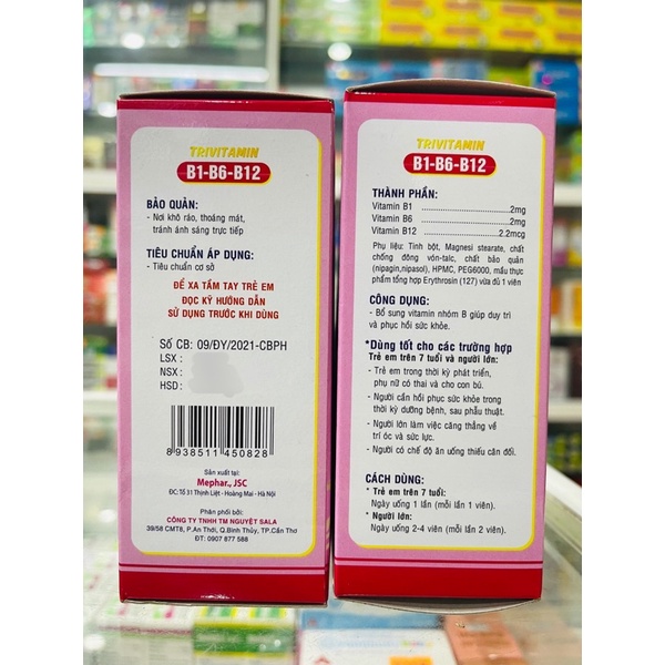 Trivitamin B1 - B6 - B12  bổ sung Vitamin nhóm B giúp duy trì và phục hồi sức khoẻ