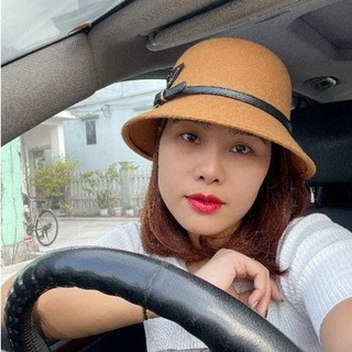 Mũ dạ vành cụp đai da PRA DA cao cấp siêu sang chảnh
