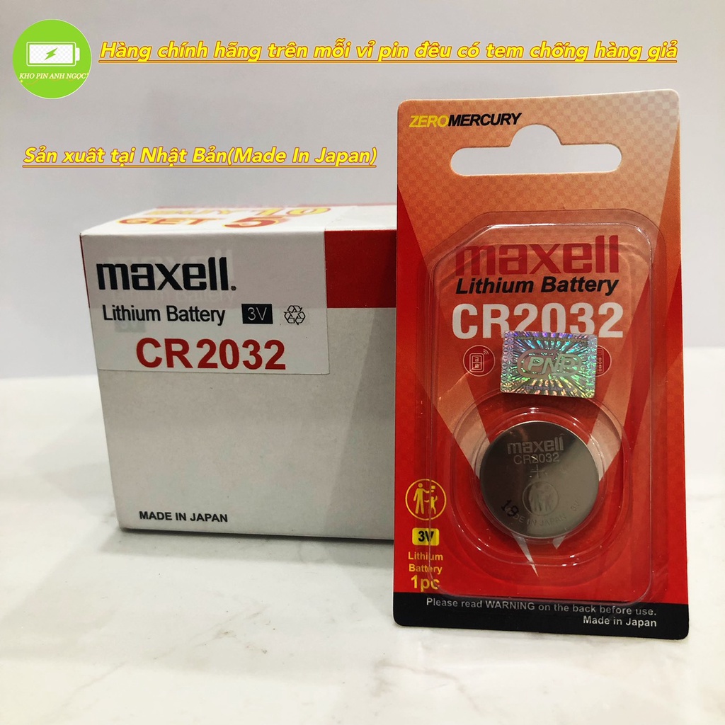 Hộp 10 Vỉ Tặng Thêm 5 Vỉ Pin CR2032 Maxell - Hàng Chính Hãng