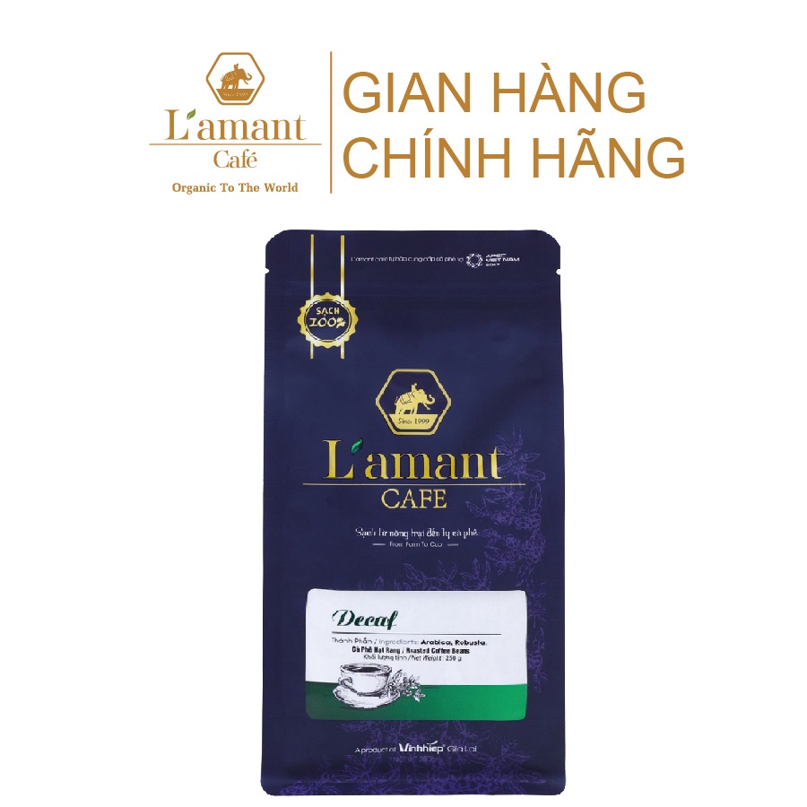 Cà phê hạt rang nguyên chất không gây mất ngủ Decaf 250gr