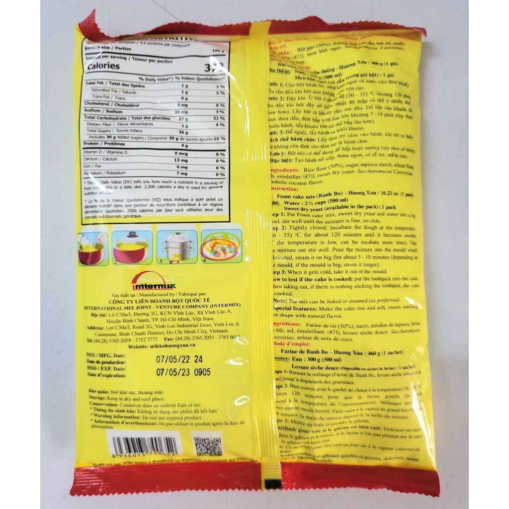 [460g] BỘT BÁNH BÒ Hương Xưa [VN] MIKKO Foam cake mix (halal)