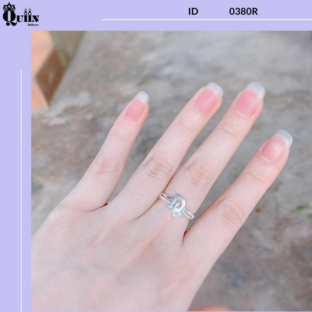 Nhẫn bạc ta, bạc S925 Quiin - Hình chữ Di or D i o r dành cho nữ 0380R