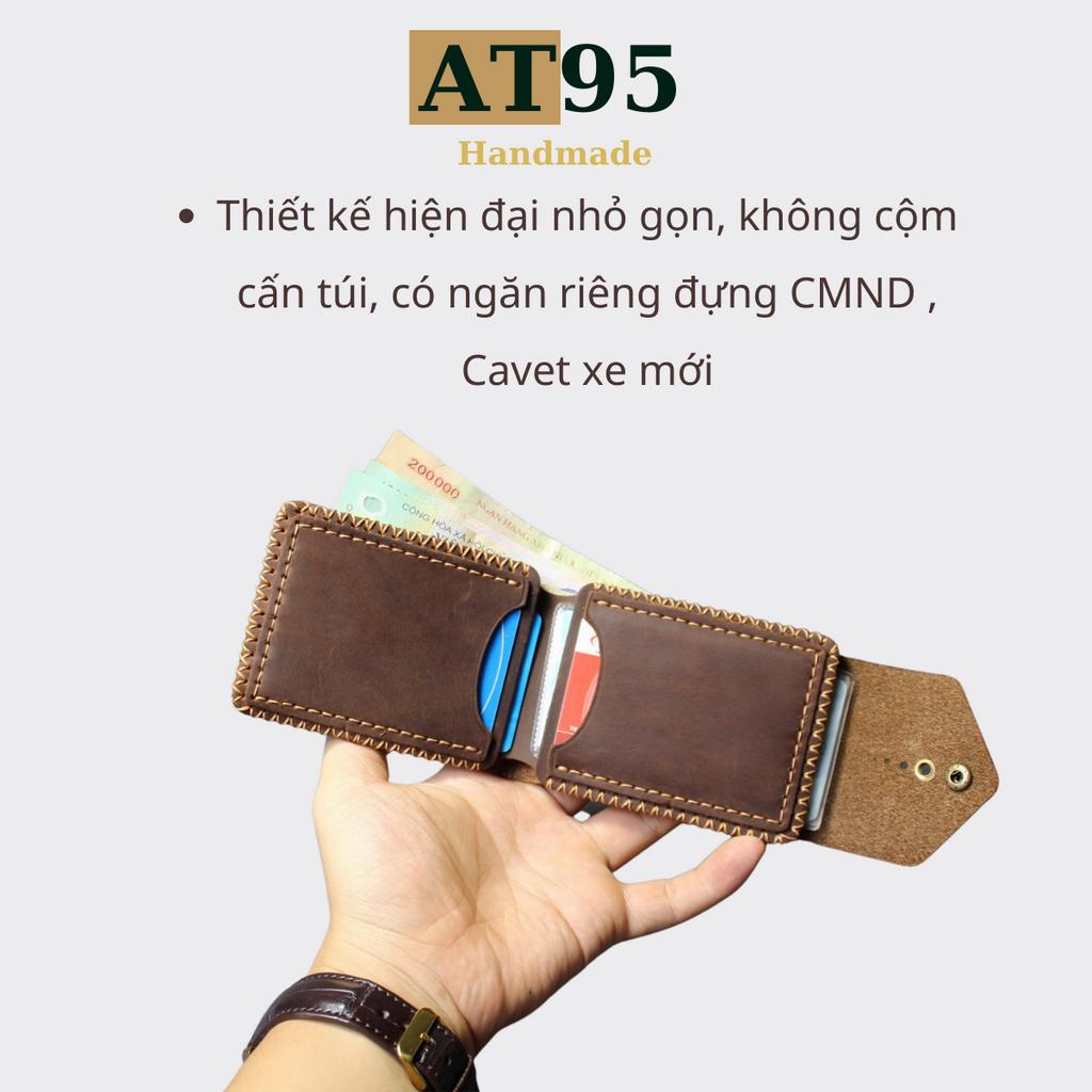 Ví nắp gập da bò thật Danny hàng thủ công thương hiệu AT95 HANDMADE
