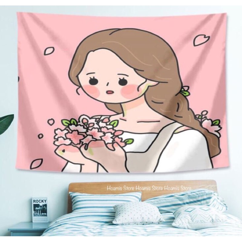 Tranh vải treo tường  decor 100m x 70cm kiểu hoạt hình siêu đáng yêu