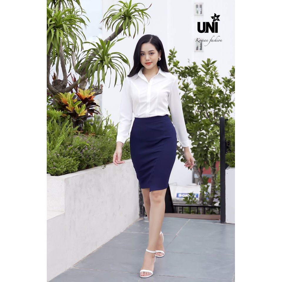 Áo Sơ Mi Trắng Nữ UNIVTH Công Sở Dài Tay Ngắn Tay Co giãn 2A295 Uni Korean Fashion