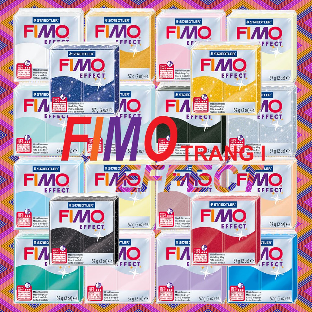 Đất nặn, Đất sét nung Polymer clay Fimo effect đất sét hiệu ứng (57g) (TRANG 1)