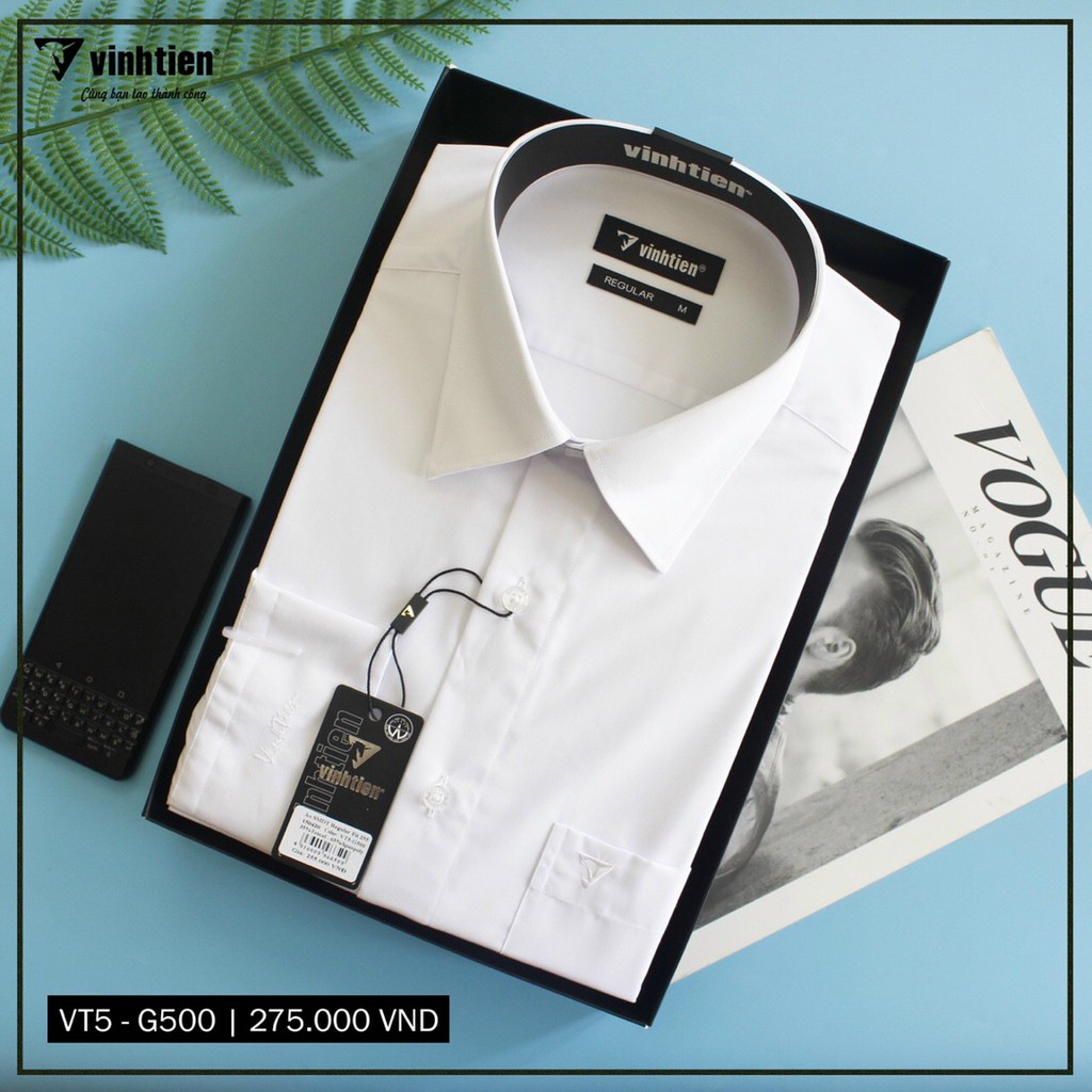 Áo sơ mi nam Vĩnh Tiến tay dài màu trắng 255 và 275 | BigBuy360 - bigbuy360.vn