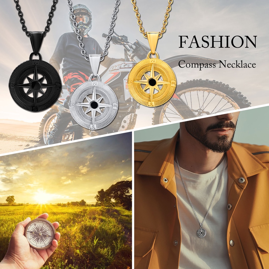 Vòng cổ Mặt Hình La Bàn Thời Trang Cá Tính Cho Nam