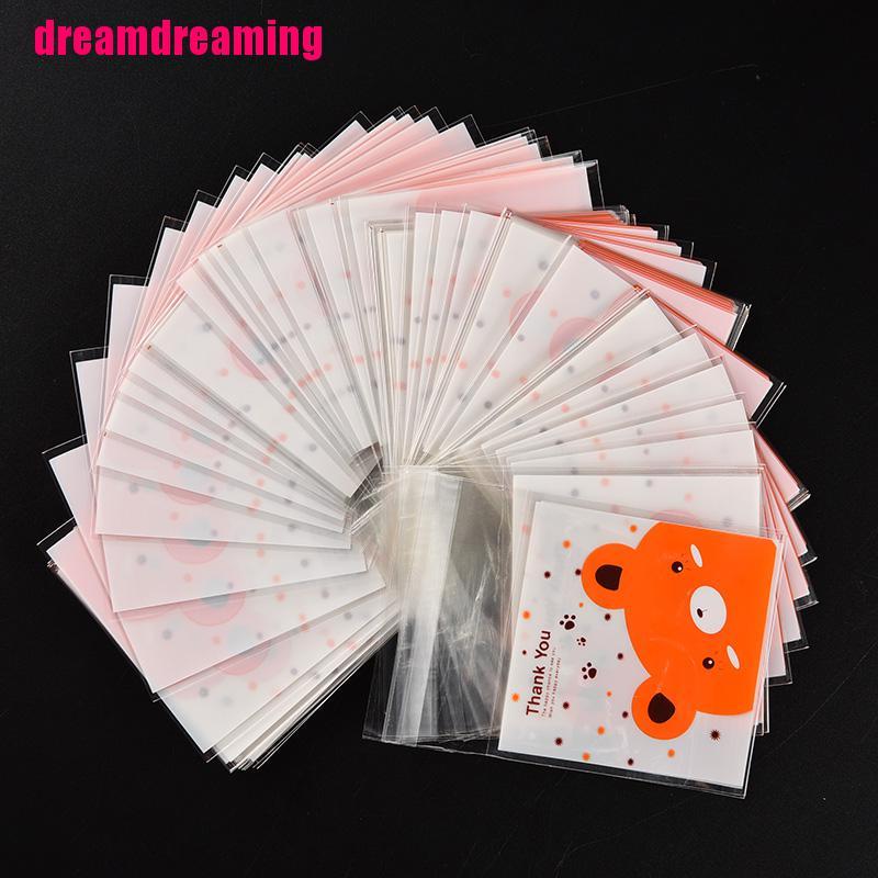 Bộ 100 Túi Nhựa Đựng Bánh Ngọt Kiểu Dáng Dễ Thương