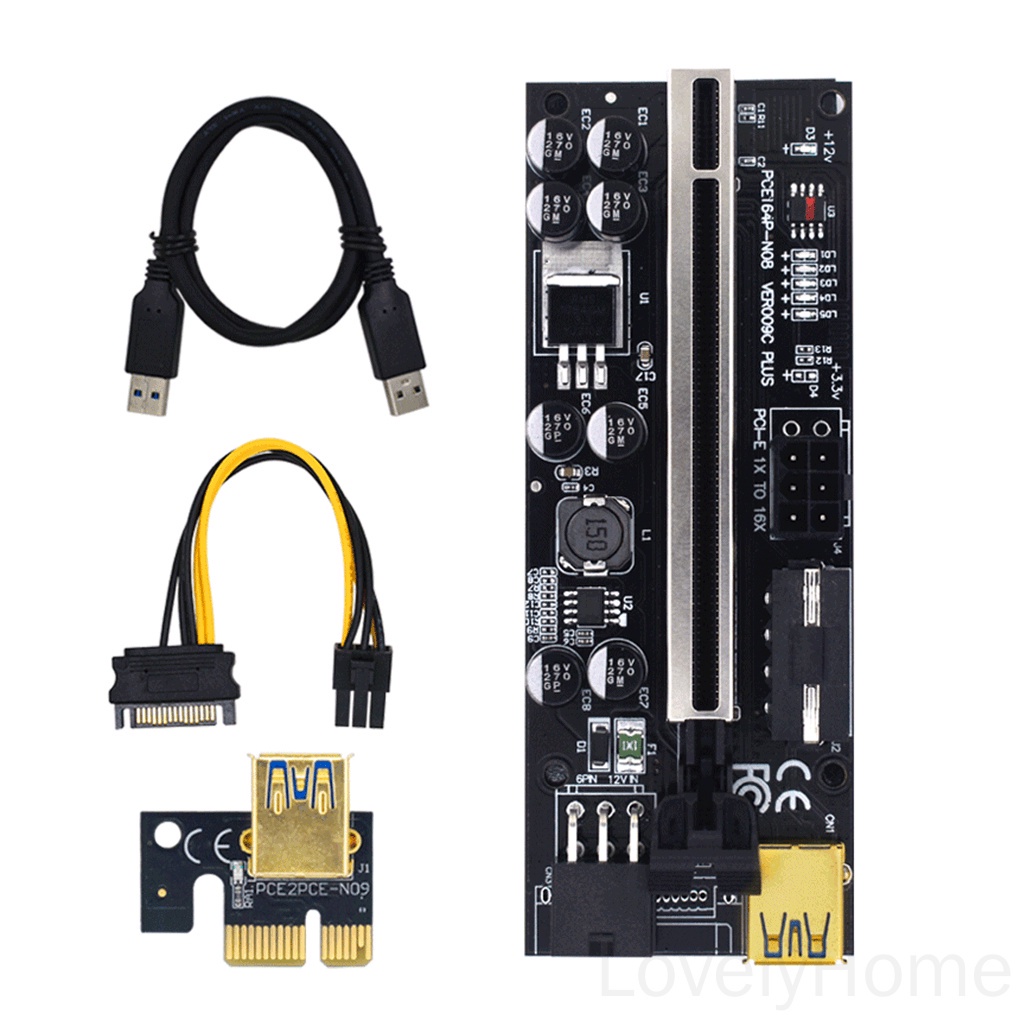 Bảng mạch mở rộng 010SPLUS PCI-E 1X sang 16X có đèn led cho máy tính chất lượng cao