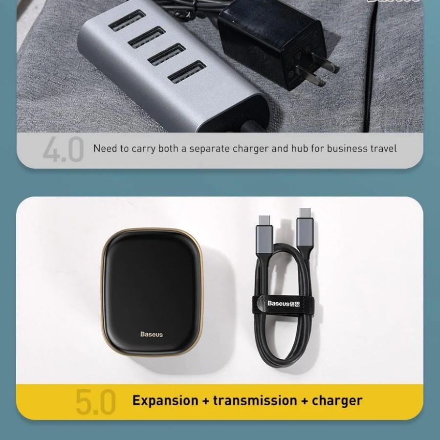 Bộ Hub mở rộng 7 in 1 tích hợp sạc 60W Baseus Type-C HUB Adapter AC Multifunctional Charger