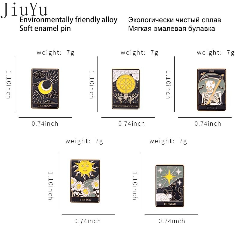 Ghim Cài Áo Hình Lá Bài Tarot Màu Đen Cá Tính