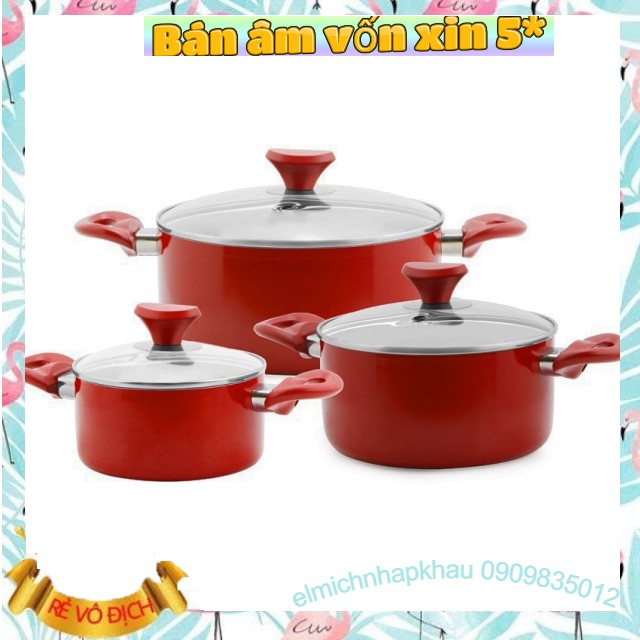 2350352 Bộ nồi chống dính cao cấp SM Smartcook - Charme có vung kính, đáy từ ( 16-20-24cm) SM0352