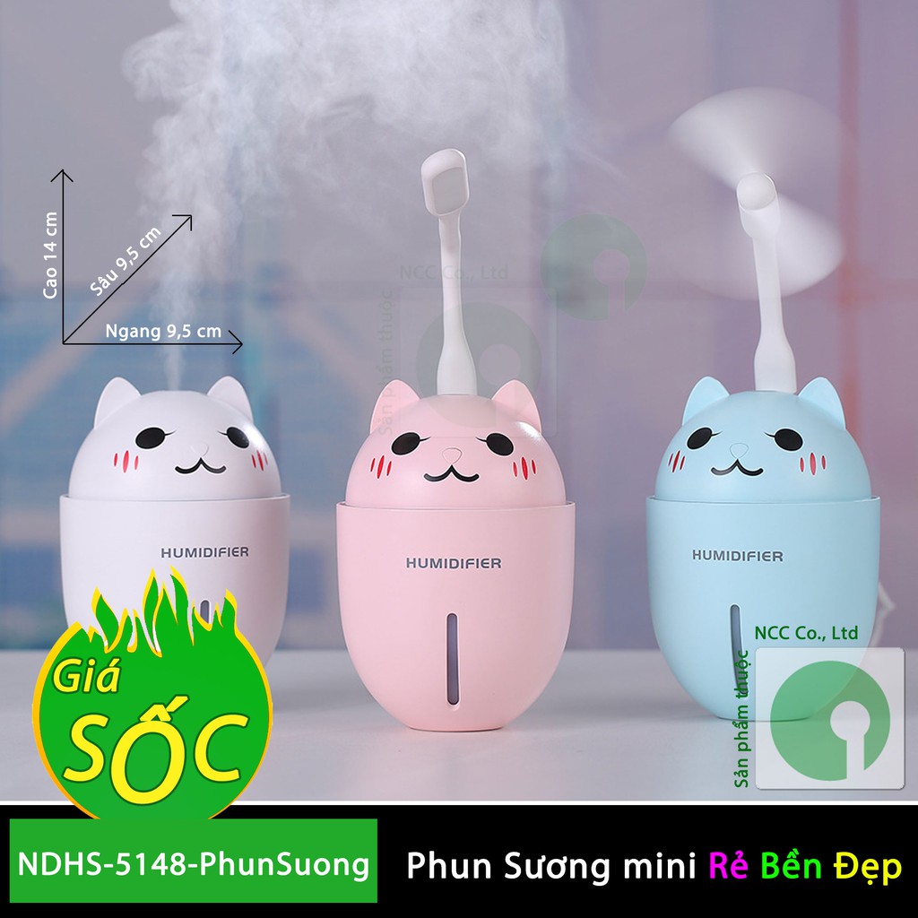 Phun sương mini tạo độ ẩm - mát mẻ hình mèo - NDHS-5148-PhunSuong (Nhiều màu)