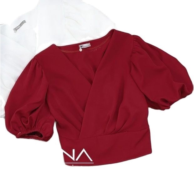 Áo croptop nữ kiểu cổ V đắp chéo siêu xinh