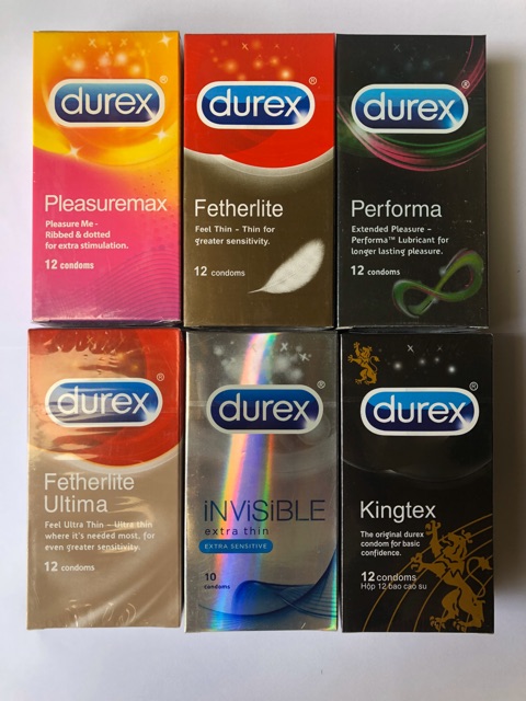 [COMBO] 4 hộp Bao cao su Durex Performa, invisible, pleasuremax, kingtex - 48 cái