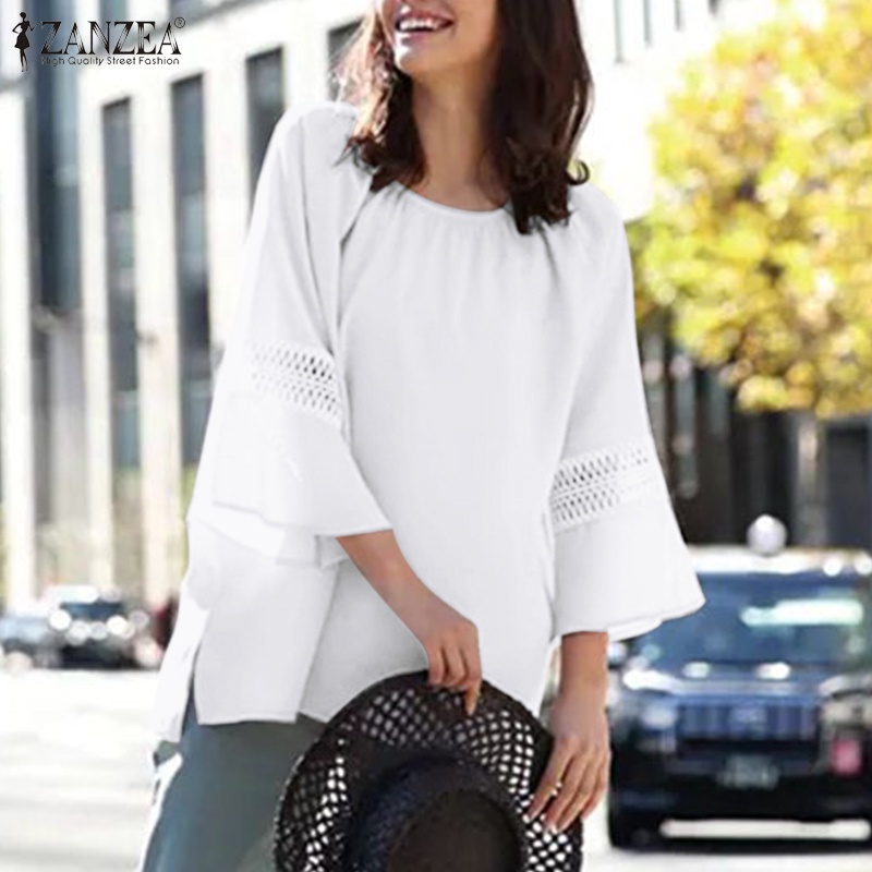 Zanzea Áo Nữ Cổ Tròn Tay 3 / 4 Phối Ren Thời Trang