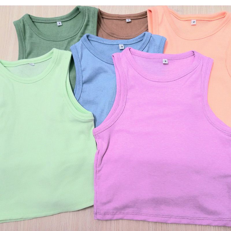 Áo Croptop ba lỗ cổ tròn thun tăm sát nách, Áo sát nách BaSic LaCa Store M9-1, áo crt kiểu mùa hè tắm biển tập gym yoga