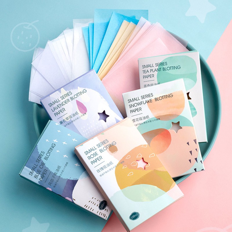 Set 100 giấy thấm dầu chiết xuất trà xanh cho da mặt