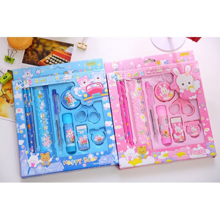 Dụng Cụ Học 9 Món Tập  Họa Tiết Thú Hoạt Hình Xinh Xắn Dễ Thương Cho Bé 88022 Lamon Store