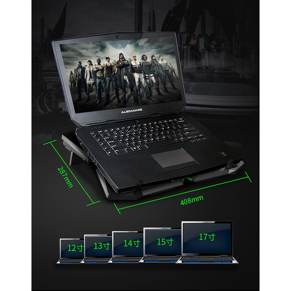 Đế tản nhiệt laptop 5 quạt quạt tản nhiệt gaming 1400RPM chống trượt làm mát nhanh COOL 2S GEMINI SHOP