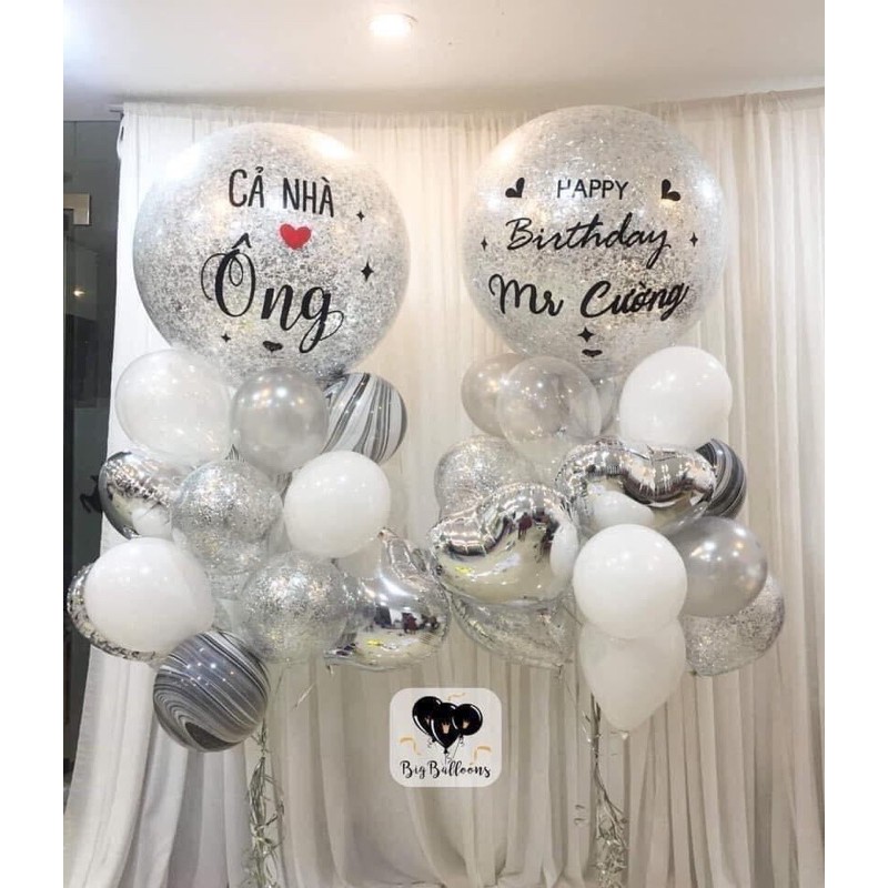 Bóng jumbo nhũ + in decal chữ theo yêu cầu