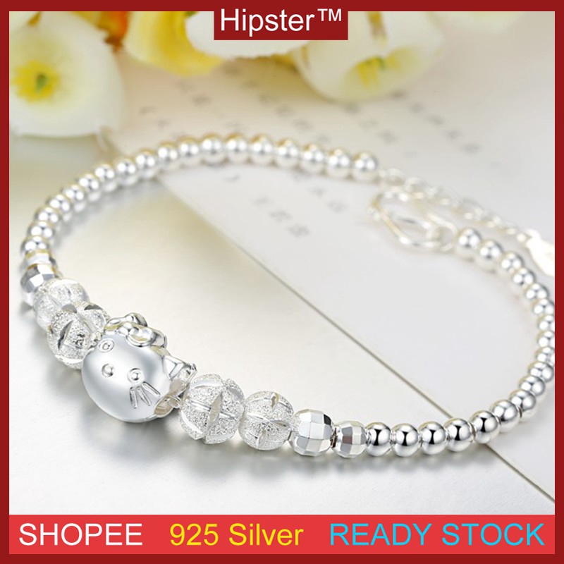 Sẵn Sàng Cổ Bạc Vòng Tay Vòng Tay Chuyển Hạt Trang Sức Bạc