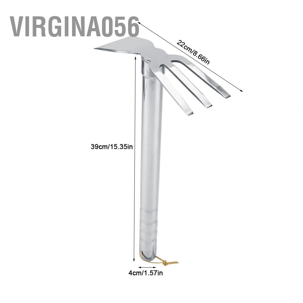Virgina056 Steel Mini Rake Rubber Handle Short Claw Cultivator Garden Tool Outdoor