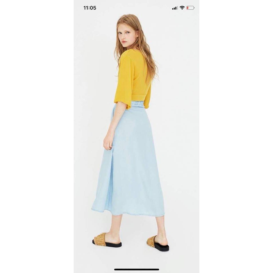 VÁY denim PuII & Bear DÀI NÚT XÀ CỪ