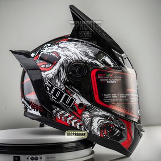 Mũ Bảo Hiểm AGU Tem SÓI 39 - HOT HOT TẶNG CẶP SỪNG+ đuôi gió - SỐ LƯỢNG CÓ HẠN