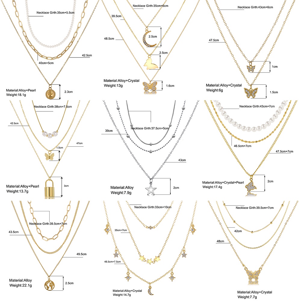 Vòng cổ Nhiều Lớp Màu Vàng/Bạc Mặt Ổ Khóa &amp; Trái Tim Phong Cách Retro Thời Trang ​Trang Sức Phụ Nữ