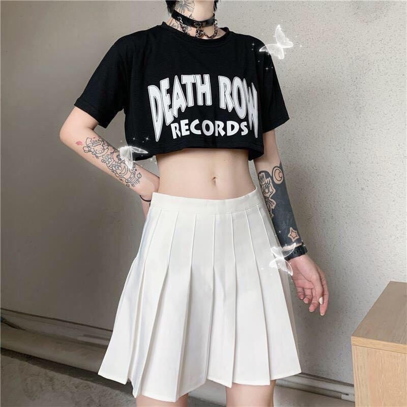 Áo CropTop Tay Lở DEATHROW Set Váy Xếp Li Áo CropTop