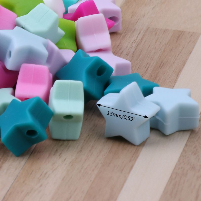 Bộ 10 Hạt Xâu Chuỗi Nhiều Màu Sắc Dùng Làm Đồ Gặm Nướu Cho Bé