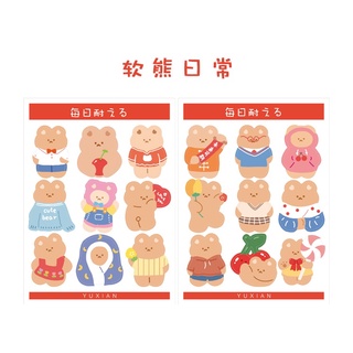 Set 2 tấm sticker gấu dễ thương