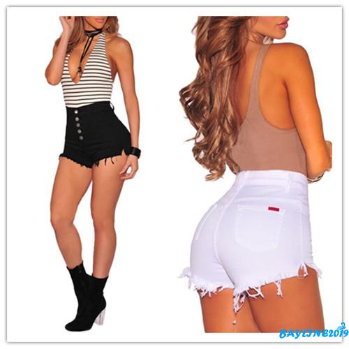 Quần Short Jeans Lưng Cao Màu Sắc Thời Trang Cho Nữ