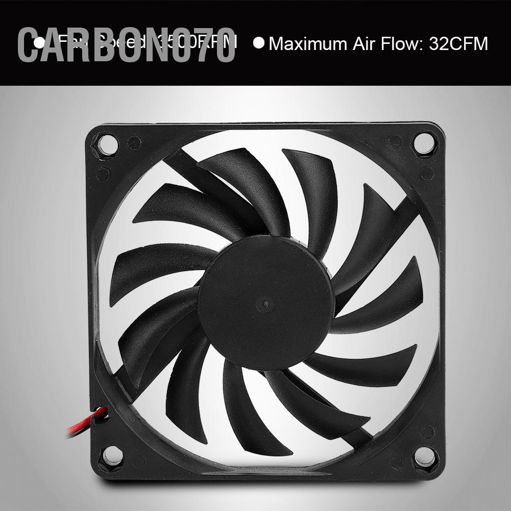 Set 2 Quạt Tản Nhiệt 8cm 12V Bằng Sợi Carbon Không Gây Tiếng Ồn Màu Đen Cho CPU / Máy Tính / Máy Tính