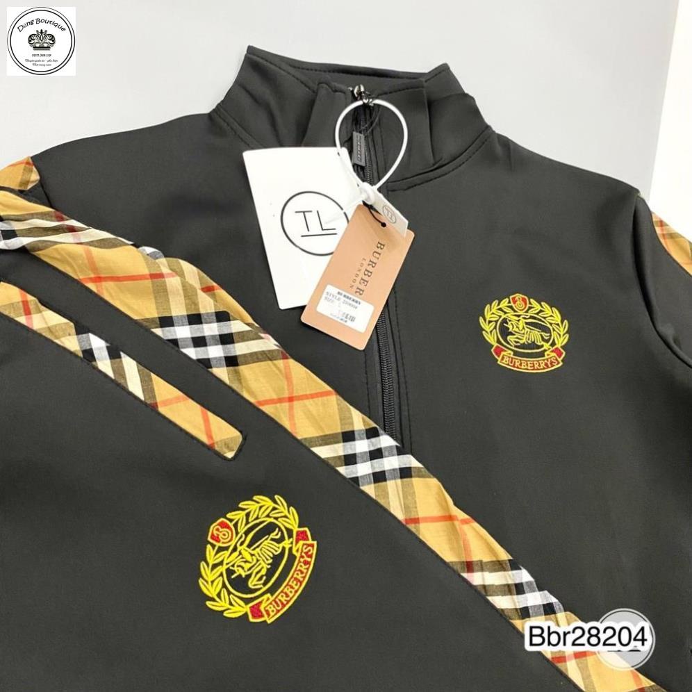 Bộ nỉ kéo khóa bbr cổ cao logo thêu - Bộ nỉ bbr thu đông nam nữ  ảnh thật shop chụp