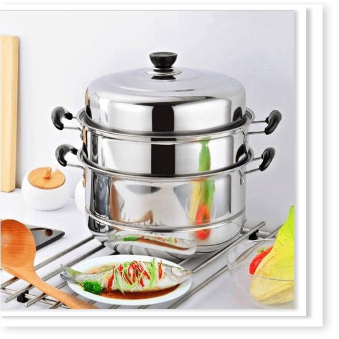 [XẢ KHO 3 NGÀY] Nồi hấp xửng 3 tầng inox siêu to hấp bánh, xôi, luộc gà nguyên con