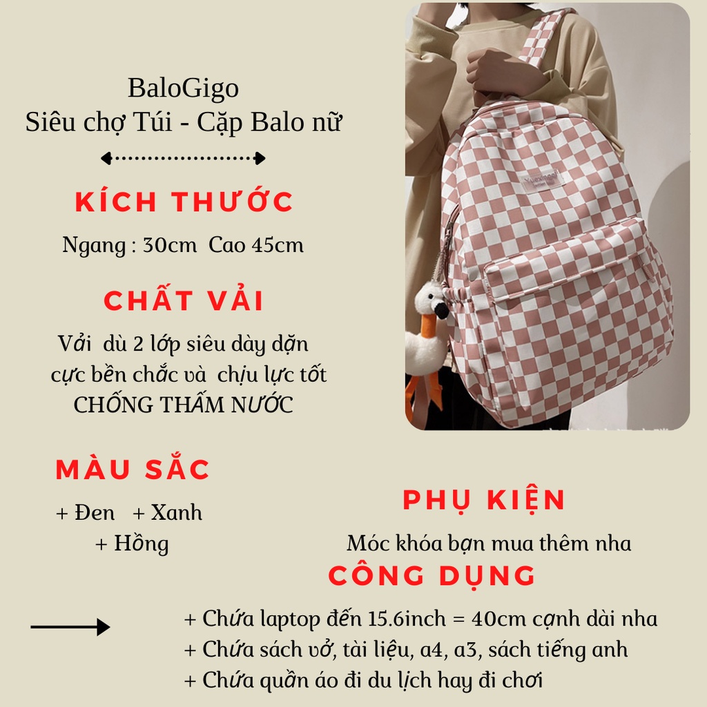 Balo caro unisex vải chống thấm nước độ bền cao ( không kèm móc khóa) G228 - BaloGigo