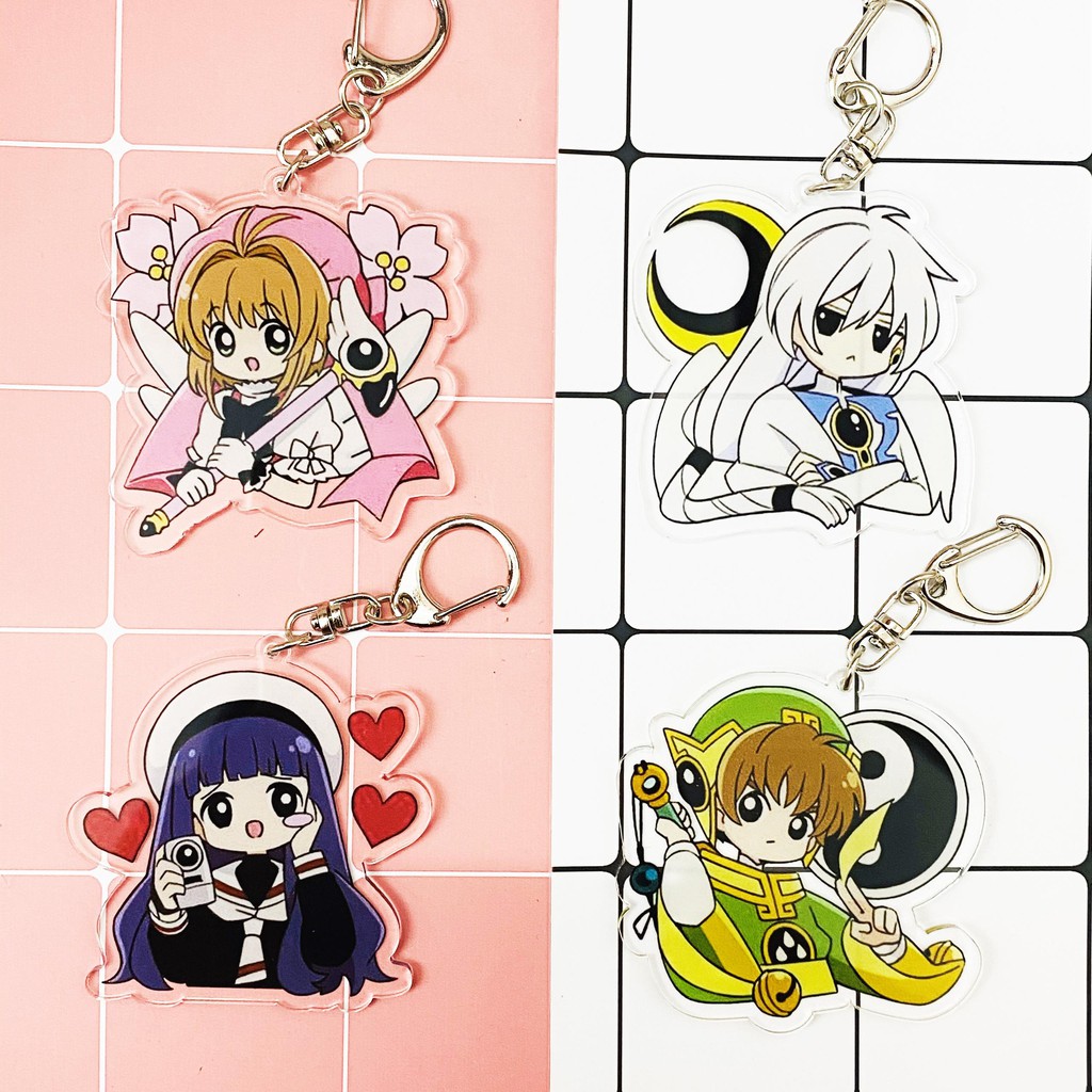 ( Mica trong acrylic ) Móc khóa Sakura Cardcaptor Thủ lĩnh thẻ bài ver1 quà tặng xinh xắn anime chibi