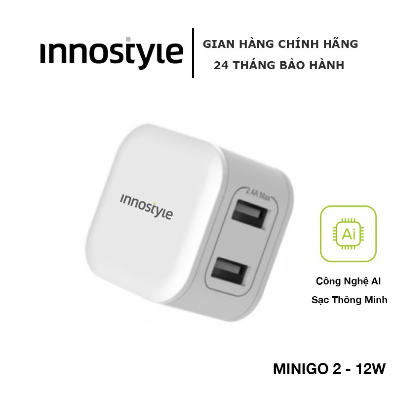 Cốc sạc nhanh Innostyle MiniGO 2 12W, Smart AI Charging - IC12SA - Hàng Chính Hãng