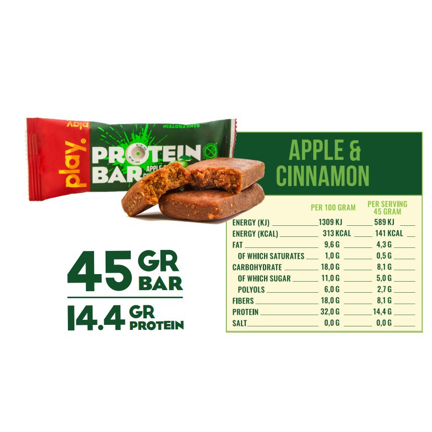 Thanh Protein Play 💪FREESHIP💪 Bánh Protein Vị Táo và Quế – PLAY Protein Bar Apple & Cinnamon SP6.1