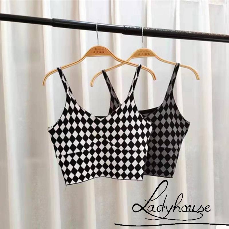 Ld-áo Tank Top + Chân Váy Cotton In Họa Tiết Kẻ Sọc Xẻ Tà Lưng Cao Thời Trang Mùa Hè Cho Nữ